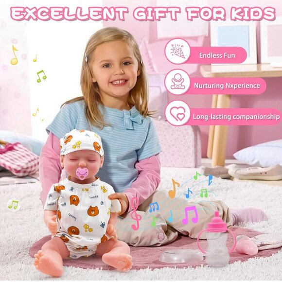 🆕 Hitish Reborn Baby Doll White Sleeping Silicone Full Body Soft Vinyl Toy Kids - Picture 7 of 7